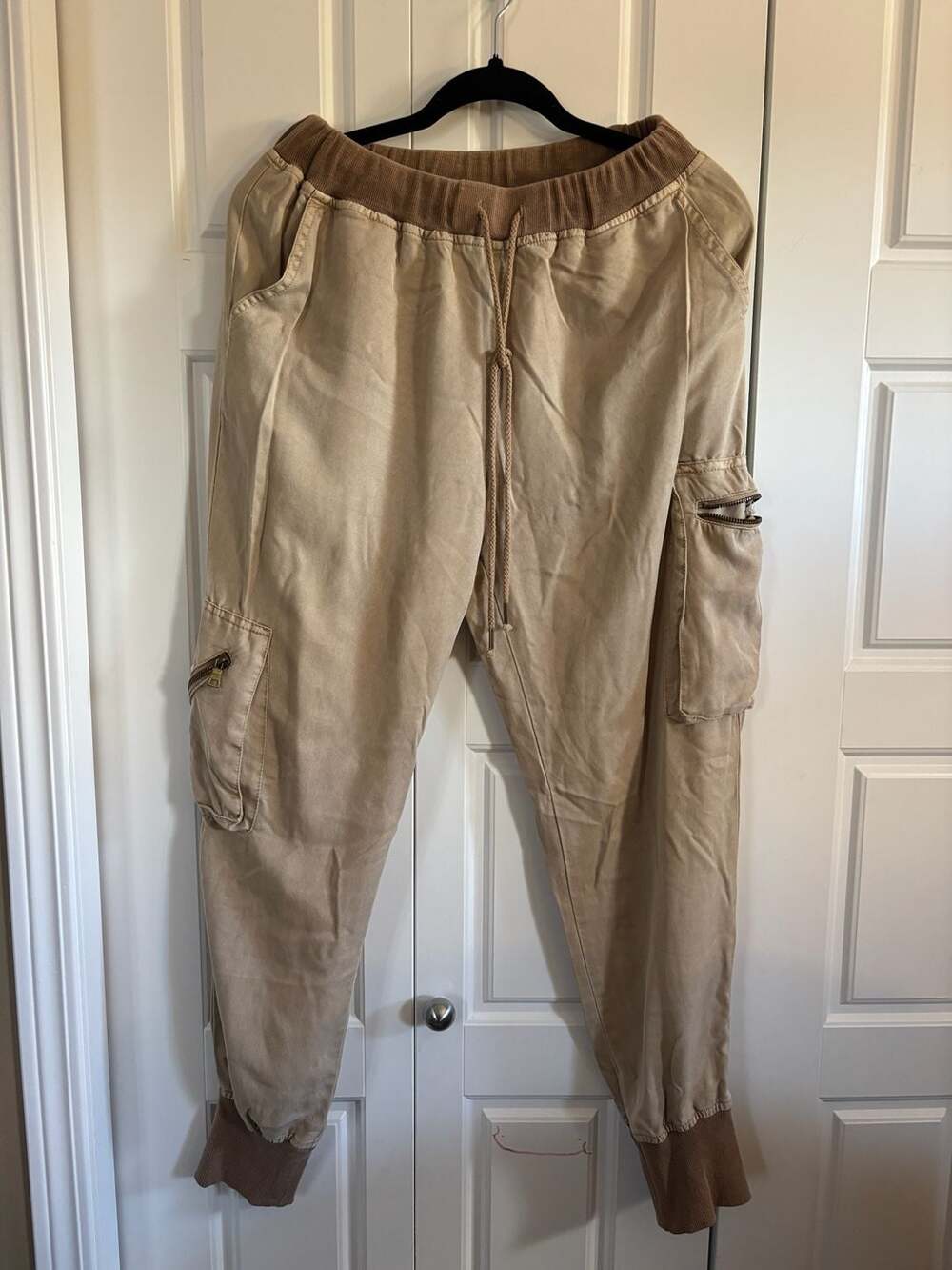 Young Fabulous & Broke Cargo Jogger Pants Size S Tan